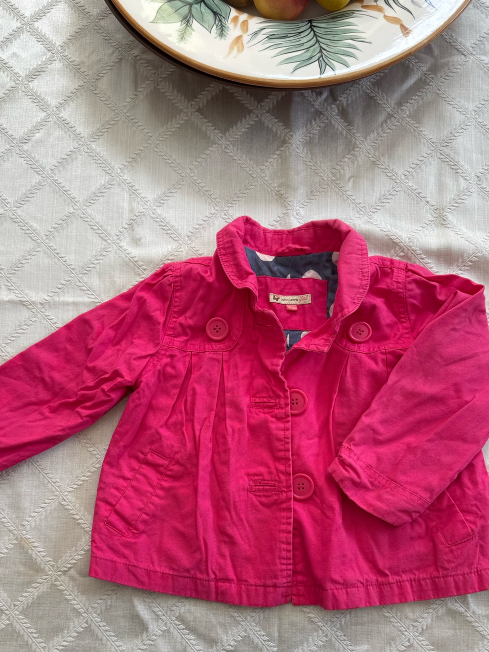 Girls' Bright Pink Button-Front Jacket by John Lewis girl